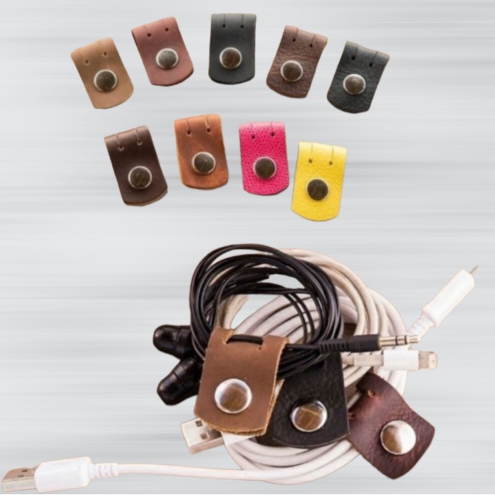 3 pack leather charging cable or cord holder organizer, various colors available